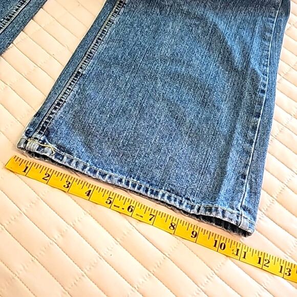 Womens Sz 23 Distressed Highrise Inseam 32 Wide Leg  100% Cotton Bootcut Jeans - Picture 10 of 12